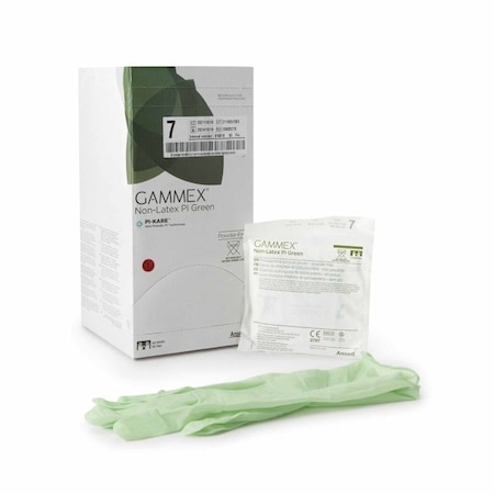 Gammex Non-Latex Pi Green Disposable Gloves, Polyisoprene, Powder-Free, 7, 50 PK, Light Green 20685270